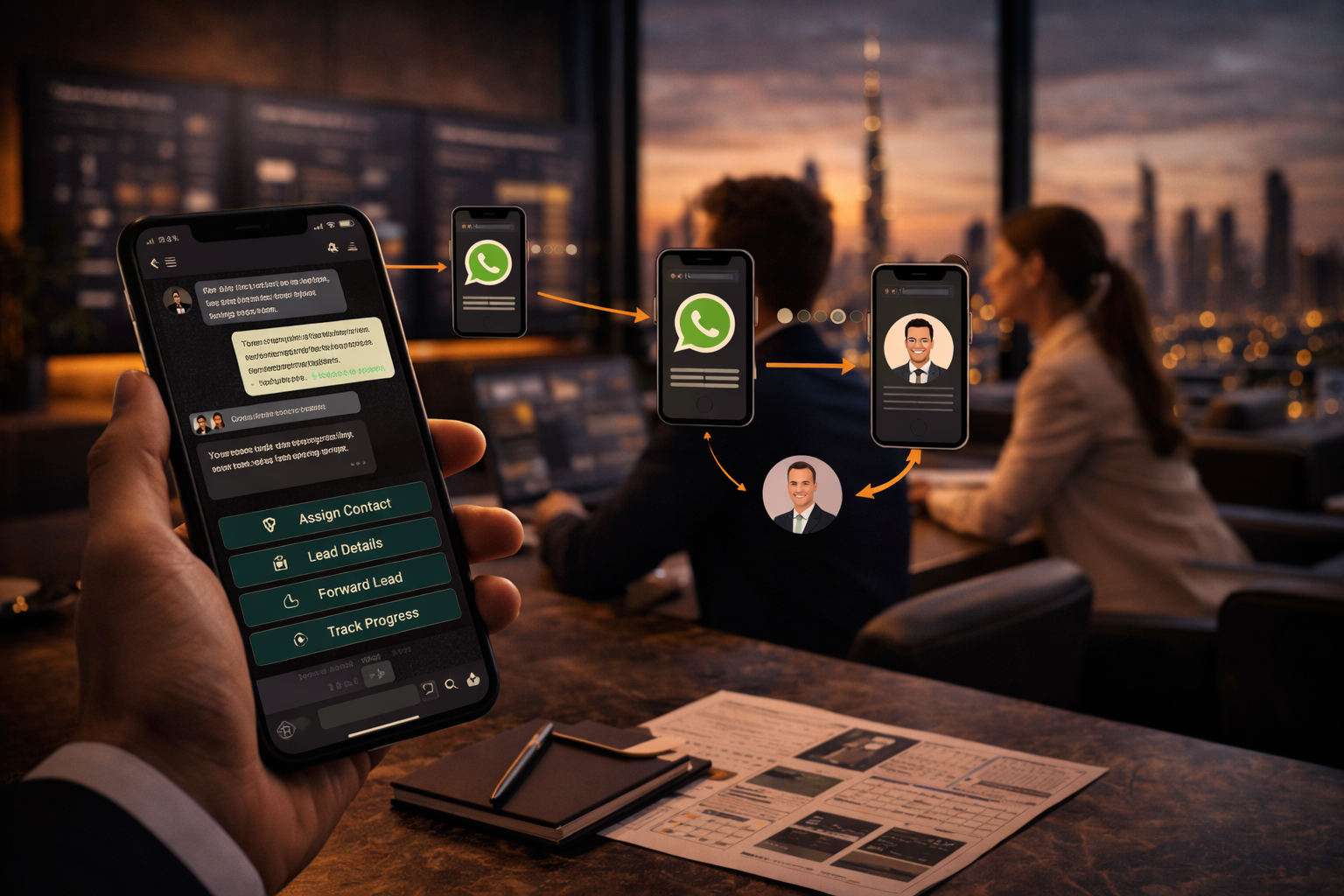 تدفق العملاء عبر واتساب في دبي: توجيه أسرع ومتابعة أفضل ومعالجة ثنائية اللغة